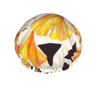 Autumn Colors Ginkgo Leaves Double Layer Elastic Waterproof Shower Cap Reusable Bath Cap