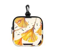 Autumn Colors Ginkgo Leaves, Square Zipper Storage Bag, Neoprene Coin Purse, Small Wallets, Change Pouch, Change Purse