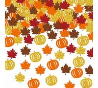 Autumn Confetti 100pcs Pumpkin Maple Leaves Decorations Glitter Orange Gold Paper Confetti Autumn Table Decorations for Autumn Harvest Thanksgiving Christmas Party SuppliesA5QTPDZX