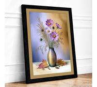 Autumn Cosmos Arrangement Botanical Framed Wall Art Print A2 Black