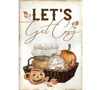 Autumn Cosy Print, Let's Get Cosy, Fall Wall Art, Wall Decor, Cosy Room Decor, Decoration, Pumpkin Spice, Autumn Decor, Seasonal Decor Metal Tin Sign Autumn Rustic House Wall Decor 8x12Inch
