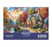 Autumn Cottage 1000Piece JigsawPuzzlesEnchanted Forest Glowing Mushrooms ForAdults Challenging LargePiecePuzzles Age12+byth EducationalGame Uncover The Puzzle 70x50cm/1000pcs