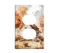 Autumn Cottage Light Switch Cover Plate/Outlet Covers, Cozy Fall House Design for Home Decor, Thermoplastic Wall Plates, Standard Size Single Duplex Outlet