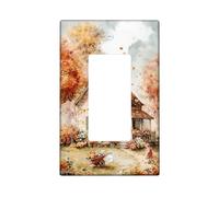 Autumn Cottage Light Switch Cover Plate/Outlet Covers, Cozy Fall House Design for Home Decor, Thermoplastic Wall Plates, Standard Size Single Rocker