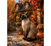 Autumn Cottage Siamese Cat Notebook - 8” x 10” Lined Journal | 70 Sheets | Cozy Fall Cat Design: A charming lined notebook with a blue-eyed Siamese ... for writing, journaling, notes or gifts