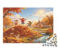Autumn Country Children 1000 Piece Jigsaw Puzzle Paper for Adults Cozy Rural Scene Focus Leisure Home Decor 70x50cm/1000pcs
