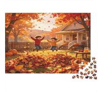 Autumn Country House 1000 Piece Jigsaw Puzzle Paper for Adults Fall Leaves Playful Scene Relaxing Focus Home Decor 38x26cm/1000pcs