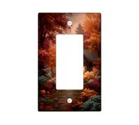 Autumn Cozy Cottage Light Switch Cover Plates/Outlet Covers, Warm Orange Fall Leaves for Home Decor, Thermoplastic Wall Plates, Standard Size Single Rocker