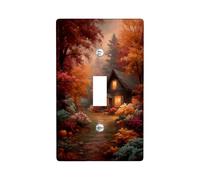 Autumn Cozy Cottage Light Switch Cover Plates/Outlet Covers, Warm Orange Fall Leaves for Home Decor, Thermoplastic Wall Plates, Standard Size Single Toggle