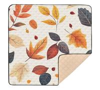 Autumn Cozy Pattern Falling Leaves Thanksgiving Day Soft Foam Baby Activity Play Mat for Indoor Outdoor Washable Tummy Time Activity Mat for Babies Infants Toddlers, 50'' x 50''