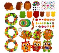 Autumn Craft Supplies - 9 Piece DIY Kit for Kids Featuring Owl Decorations and Wreaths for and Imaginative Play in Arts & Crafts Activities (Brown, 23X17X3cm)