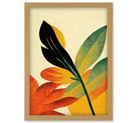 Autumn Creeps In. Abstract Plant Tree Leaf Painting Artwork Framed Wall Art Print A4 Artery8 Light Oak One Size