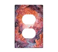 Autumn Crystal Light Switch Cover Plates/Outlet Covers, Peach and Violet Gemstones for Seasonal Decor, Thermoplastic Wall Plates, Standard Size Single Duplex Outlet
