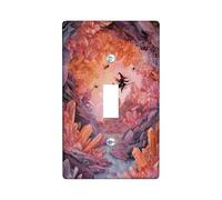 Autumn Crystal Light Switch Cover Plates/Outlet Covers, Peach and Violet Gemstones for Seasonal Decor, Thermoplastic Wall Plates, Standard Size Single Toggle