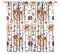 Autumn Curtains,Fall Pumpkin Floral Thanksgiving Drapes for Bedroom Living Room Kitchen Window Treatment 2 Panels Set Total Size 84" W X 84" L Inch