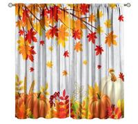 Autumn Curtains,Fall Pumpkin Harvest Thanksgiving Farmhouse Decor Drapes for Bedroom Living Room Kitchen Window Treatment 2 Panels Set Total Size 42" W X 54" L Inch