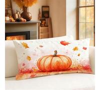 Autumn Cushion Covers 30cm x 50cm Small Pillow Rectangle Cushion Covers Linen Double Sided Printing Pumpkin Pillow Cases for Room Sofa Balcony Office Outdoor Garden Winter Decorations Gift 1h-1026