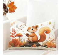 Autumn Cushion Covers 35cm x 55cm Small Pillow Rectangle Cushion Covers Velvet Double Sided Printing Squirrel Pillow Cases for Room Sofa Balcony Office Outdoor Garden Winter Decorations Gift 1h-974
