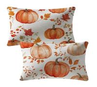 Autumn Cushion Covers 40 x 60 cm Sofa Cushions Set of 2 Outdoor Cushions Orange Velvet Cushion Covers with Invisible Zipper Decorative Pillows for Garden Patio Bench Balcony Bed Autumn Decor 2m-449