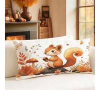 Autumn Cushion Covers 40cm x 60cm Small Pillow Rectangle Cushion Covers Linen Double Sided Printing Squirrel Pillow Cases for Room Sofa Balcony Office Outdoor Garden Winter Decorations Gift 1h-974