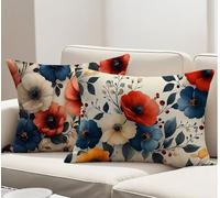 Autumn Cushion Covers 50x80 cm Large Cushions Flower Decorative Pillows Set of 2 with Invisible Zipper, Linen Breathable, Durable Oblong Throw Pillow Covers for Sofa Living Room Bedroom Decor R-3816