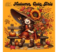 Autumn Cute Girls: Have fun with the coloring book featuring a cute and cheerful little girls in the autumn season.
