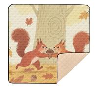 Autumn Cute Squirrel Gold Soft Foam Baby Playmat for Indoor Outdoor Non-Toxic Padded Play Mat for Baby Toddler Infant, 50'' x 50''