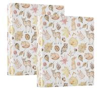 Autumn Cute Woodland Animals 3 D-Ring Binder A4 2 Pack with 200 Sheet for Kids School Supplies Women Men Office
