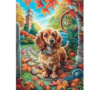 Autumn Dachshund 500 Pc Classic Jigsaw Puzzle Natural Scenery Animals Puzzle for Adults Hard Challenging Hobby Home Decor Poster Eco Friendly Material 500 PCS