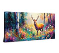 Autumn Decor Deer Wall Art Fall Forest Landscape Picture Wall Decor for Living Room Wildflower Scenic Painting Canvas Prints Abstract Watercolor Animal Poster Aesthetic Artwork Home Decoration 20x40”