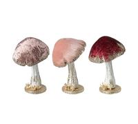 Autumn Decoration, 1x Large Velvet Mushroom Ornament, 1x Tall Standing Toadstool Figurine, Christmas Decoration, Mushroom Table Centrepiece, Novelty Fun Glitter Toadstool Woodland Decor (Pink)