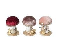 Autumn Decoration, 1x Velvet Mushroom Ornament, Standing Toadstool Figurine, Christmas Decoration, Mushroom Table Centrepiece, Novelty Fun Glitter Toadstool Xmas Woodland Decor (Pink)