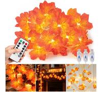 Autumn Decoration Fairy Lights, 3 Pack 3 m 20 LED Maple Leaves Fairy Lights, USB Operated with 8 Modes and Remote Control Timer, Artificial Autumn Garland LED for Halloween, Thanksgiving, Thanksgiving