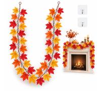 Autumn Decorations, Artificial Autumn Maple Leaf Garland,with Hooks 180cm | Hanging Fall Vine Foliage Decoration,Indoor Home Ornament for Halloween Thanksgiving Christmas Party Decor