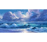 Autumn Decorations Dolphin Diamond Painting, The sea Diamond Art Kits Adults, Gem Crystal Art Adult Crafts, DIY Full Drill Embroidery for Halloween Decorations, Apply Home Wall Decor 90x140cm g-258