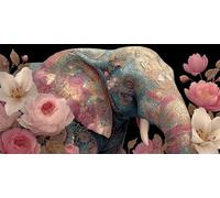 Autumn Decorations Elephant Diamond Painting, Pink Diamond Art Kits Adults, Gem Crystal Art Adult Crafts, DIY Full Drill Embroidery for Halloween Decorations, Apply Home Wall Decor 60x120cm g-130