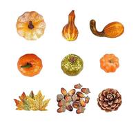 Autumn Decorations for Home, Various Artificial Mini Pumpkins with Maple Leaves, Pine Cones, Acorns and Berries, Autumn Decoration Set, Thanksgiving Decoration for Table, Mantle