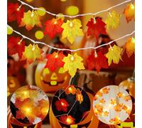Autumn Decorations Lights, 3M 20 LED Maple Leaf Lights, Fall Maple Leaves String Light, Autumn Decoration Light Outdoor, for Autumns Theme Parties, Halloween, Thanksgiving, or Home, Garden Decoration