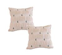 Autumn Decorative Cushion Covers, Set of 2, Halloween Cushion Covers, Cushion Covers 45 x 45 cm, White, Beige, Brick Red, Orange, Light Yellow Cushion Covers with Pumpkin, Plush Embroidered Cushion