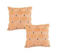 Autumn Decorative Cushion Covers, Set of 2, Halloween Cushion Covers, Cushion Covers 45 x 45 cm, White, Beige, Brick Red, Orange, Light Yellow Cushion Covers with Pumpkin, Plush Embroidered Cushion