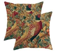 Autumn Decorative Pillow Covers Set of 2, Colorful Pheasant and Foliage Print Cushion Cases, Rustic Farmhouse Decor for Living Room Sofa Bed 20x20 Inch
