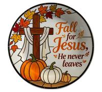 Autumn Decorative Plates Christian Decor Fall For Jesus He Never Leaves