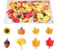 Autumn Decorative Push Pins 40 Pcs Fall Cork Board Decorations Drawing Pins Thanksgiving Thumb Tacks Ginkgo Leaf Maple Leaf Pumpkin Sunflower Acorn Cute Push Pin for Cork Board Bulletin Board