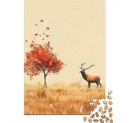 Autumn Deer And Tree 1000 Pieces Jigsaw for Adults, Animal Themed Puzzle, Quiet Evening Activity, 70x50cm/1000pcs