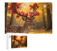 Autumn Deer Antlers Jigsaw Puzzle 1000 PCS Challenging Fun Puzzles Wooden Jigsaw Puzzles for Adults Families