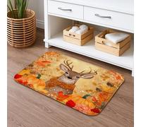 Autumn Deer Design Quick Dry Bath Mat, Cozy Rustic Fall Decor Non Slip Shower Mat, Seasonal Memory Foam Washable Bath Rugs for Bathroom Toilet Restroom 20x32 Inch