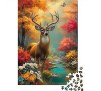Autumn Deer Landscape Extra-Thick Cardboard DIY Jigsaw Puzzle for Adults Kids 12 Years Up Fun Challenging Family Game Beautiful Decoration 70x50cm/1000pcs