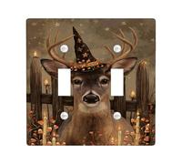 Autumn Deer Light Switch Cover Plates/Outlet Covers, Brown Forest Animal for Seasonal Decor, Thermoplastic Wall Plates, Standard Size Double Toggle