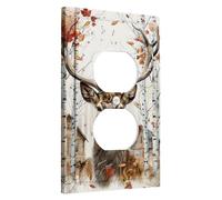Autumn Deer Light Switch Cover Plates/Outlet Covers, Fall Cabin in the Woods for Wall Accents, Thermoplastic Wall Plates, Standard Size Single Duplex Outlet
