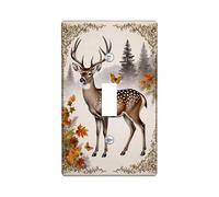 Autumn Deer Light Switch Cover Plates/Outlet Covers, Rustic Brown Wildlife Design for Home Decor, Thermoplastic Wall Plates, Standard Size Single Toggle